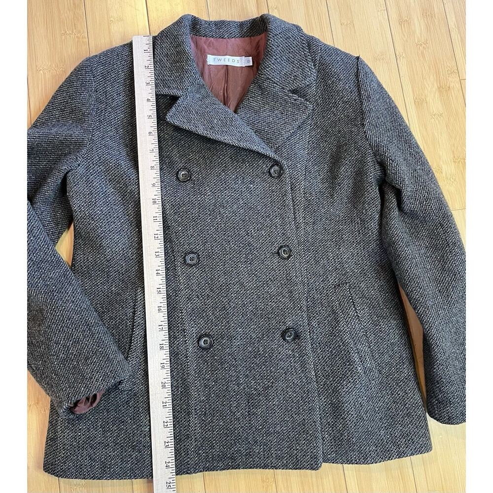 Vintage 1990’s Tweeds Women’s Gray/Brown/Black Wool Double Breasted Jacket, Sz 8 - Picture 6 of 8